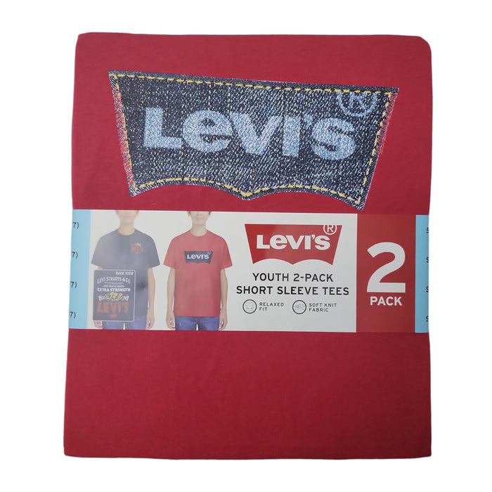 Levi's Boys 2 Pack Comfortable Ribbed Crewneck Breathable Short-Sleeve Tees