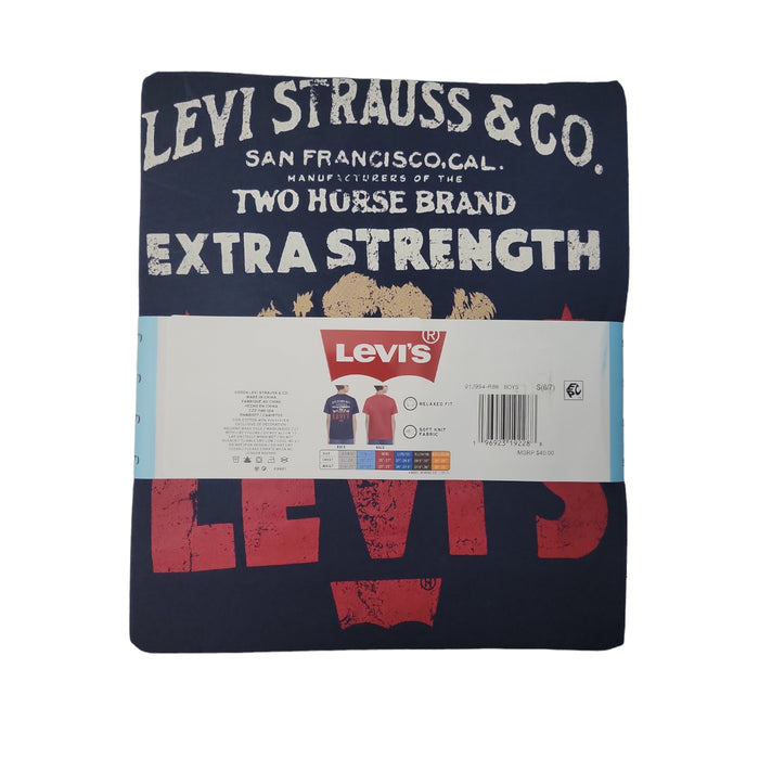 Levi's Boys 2 Pack Comfortable Ribbed Crewneck Breathable Short-Sleeve Tees