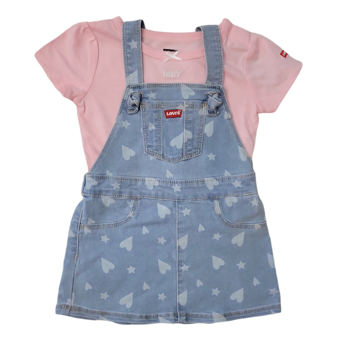 Levi's 2-Piece Skirtall Adjustable Shoulder Straps Pockets and Tee Set