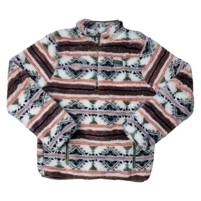 Hurley Boys Cozy Warm Sherpa Printed Quarter-Zip Jacket