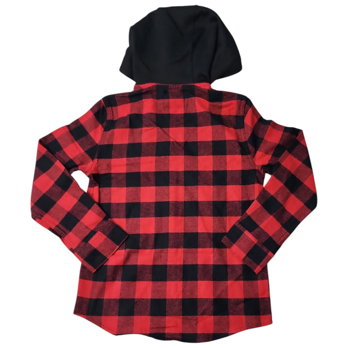 Levi's Boys Buttons Pockets Warm Flannel Jersey Hooded Shirt
