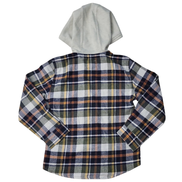 Levi's Boys Buttons Pockets Warm Flannel Jersey Hooded Shirt