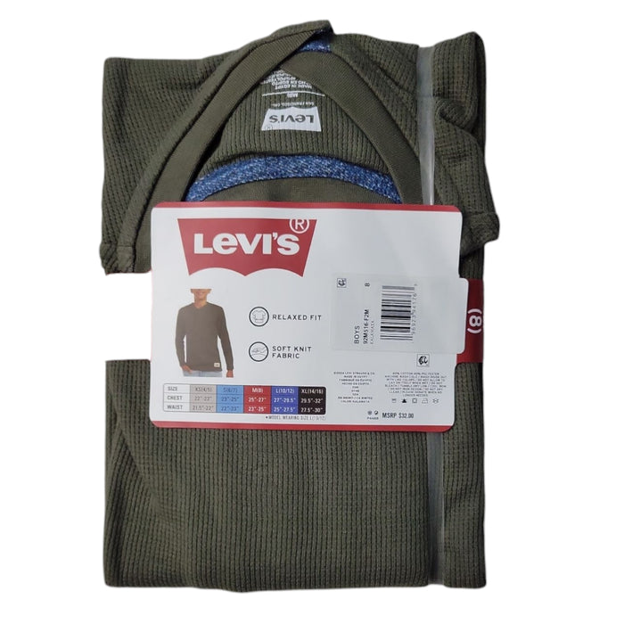 Levi's Boys Soft Waffle Thermal Henley Long Sleeve Tee