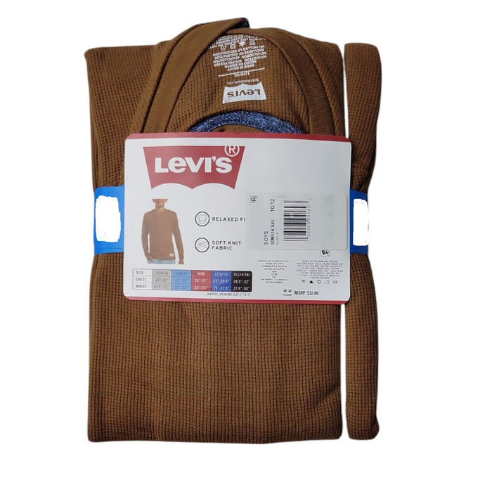 Levi's Boys Soft Waffle Thermal Henley Long Sleeve Tee