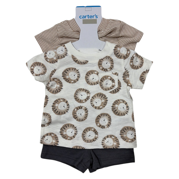 Carter's Boys 3-Piece Short Sleeve Bodysuit Shirt and Short Set