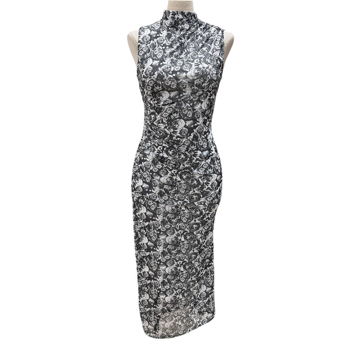 Betsey Johnson Women's Sleeveless Curve Hugging Bold Print Midi Dress