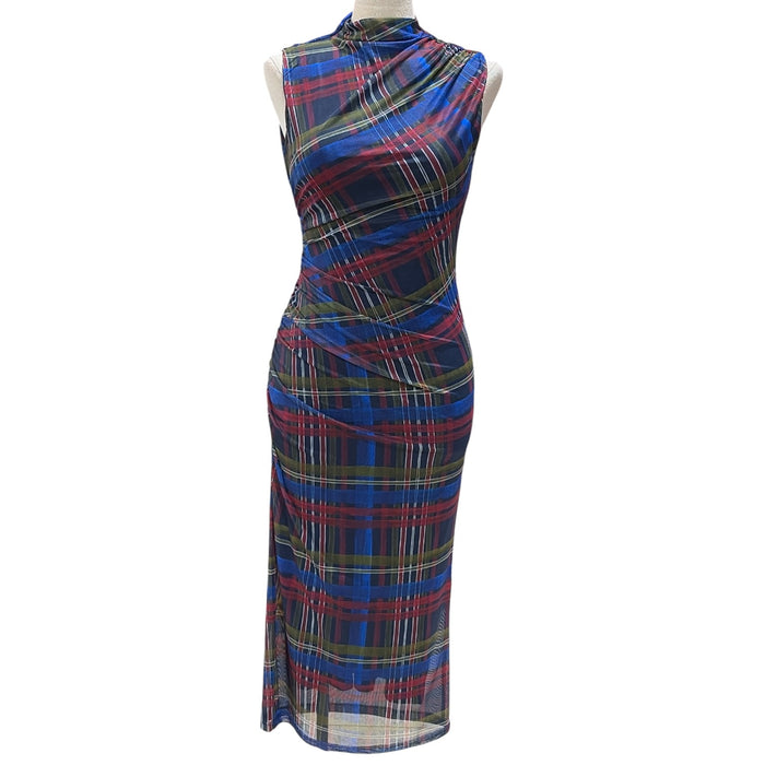 Betsey Johnson Women's Sleeveless Curve Hugging Bold Print Midi Dress