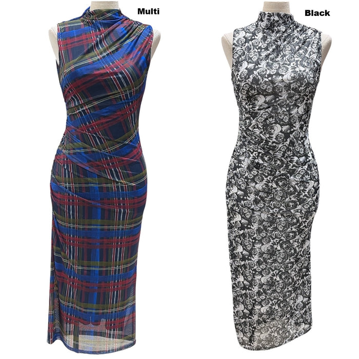 Betsey Johnson Women's Sleeveless Curve Hugging Bold Print Midi Dress