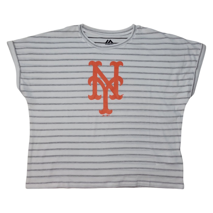 MLB Ladies Rolled Sleeve Soft Cotton Graphic Print Short Sleeve Crew Neck Tee