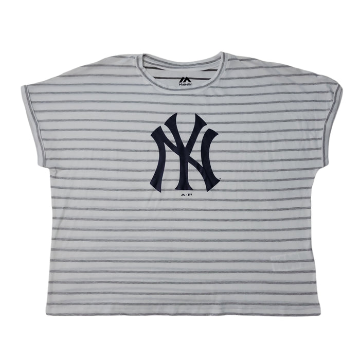 MLB Ladies Rolled Sleeve Soft Cotton Graphic Print Short Sleeve Crew Neck Tee