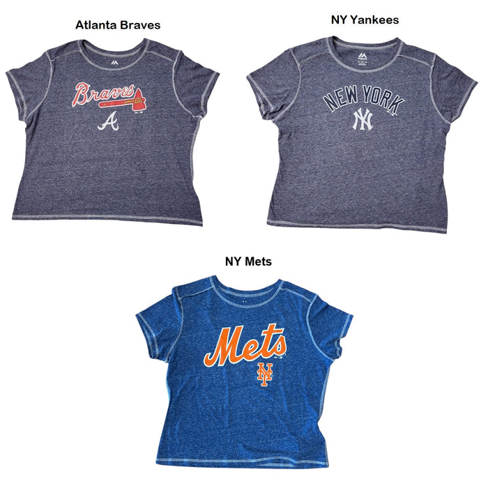 Majestic Women's MLB Team Inside Out Seam Crewneck T-Shirt