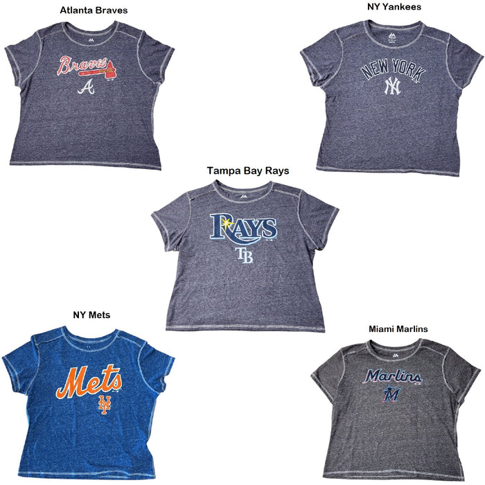 Majestic Women's MLB Team Inside Out Seam Crewneck T-Shirt