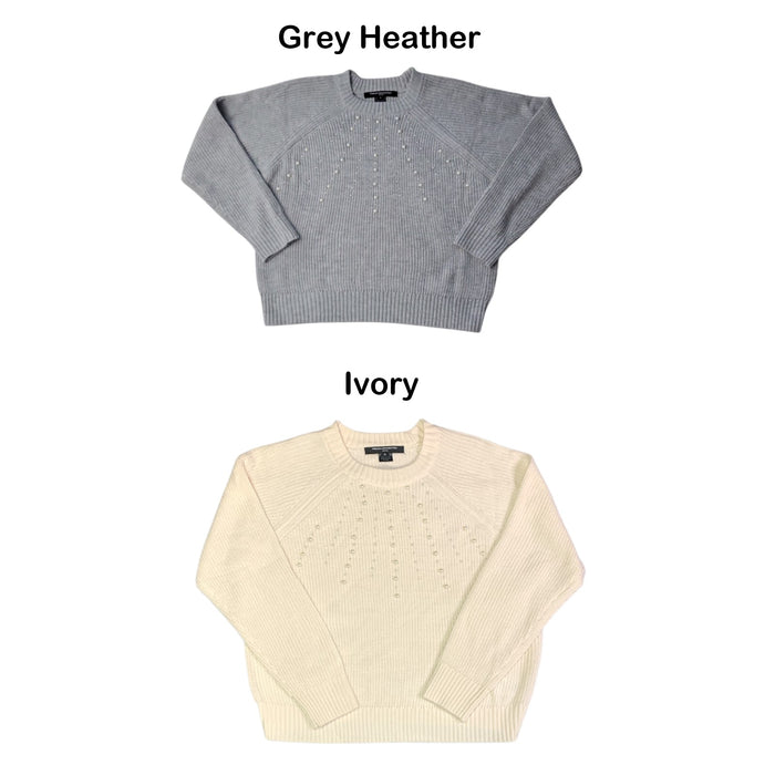 French Connection Women's Embellished Crewneck Pullover Sweater