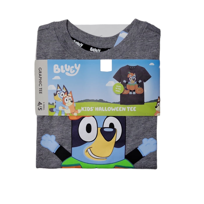 Bluey Kids Glow In The Dark Short Sleeve Crew Neck Halloween Tee