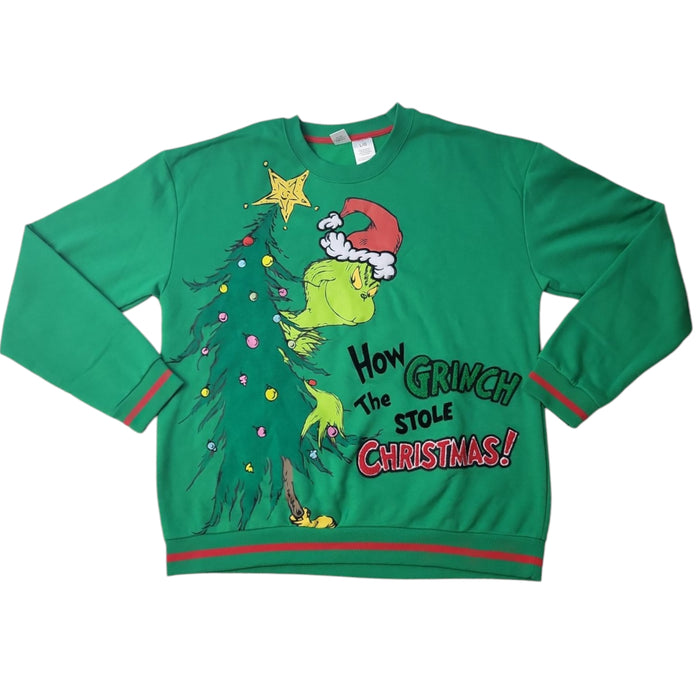 Grinch Adult Holiday Themed Embroidery Soft Sweatshirt