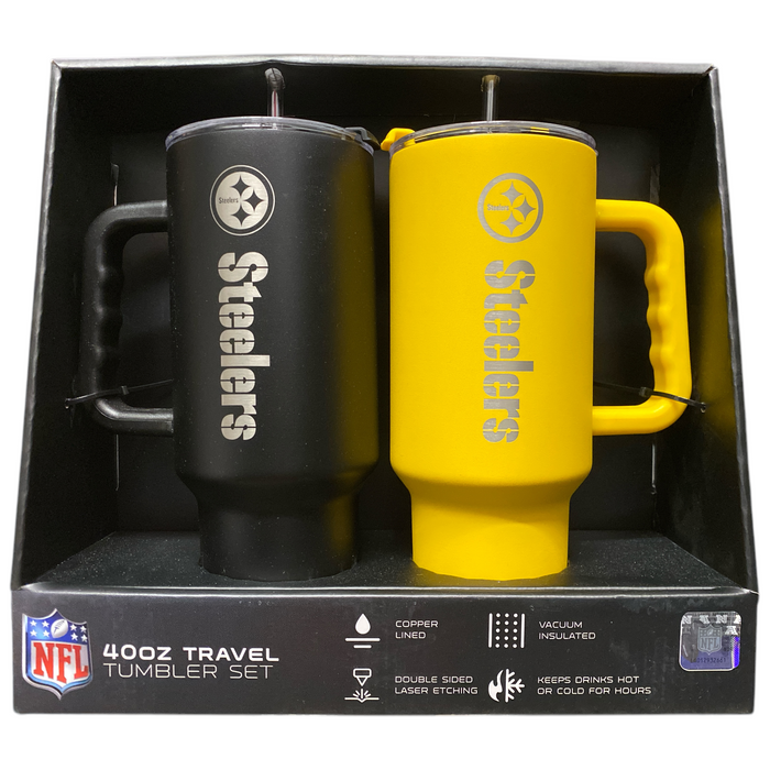Logo Brands Officially Licensed NFL 40 oz. Tumbler 2-Pack, Pittsburgh Steelers
