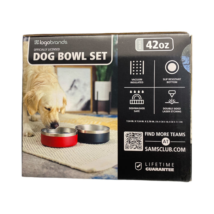 Logo Brands NCAA Double Walled Vacuum Insulated Stainless Steel Dog Bowl Set