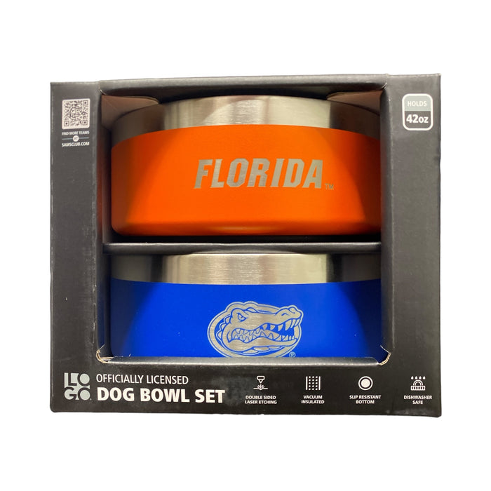 Logo Brands NCAA Double Walled Vacuum Insulated Stainless Steel Dog Bowl Set