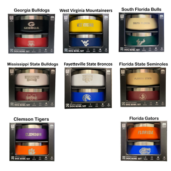 Logo Brands NCAA Double Walled Vacuum Insulated Stainless Steel Dog Bowl Set