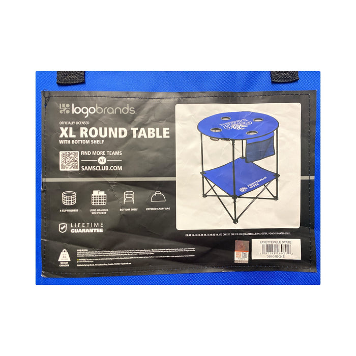 Logo Brands NCAA XL Foldable & Portable Round Table with Bottom Shelf