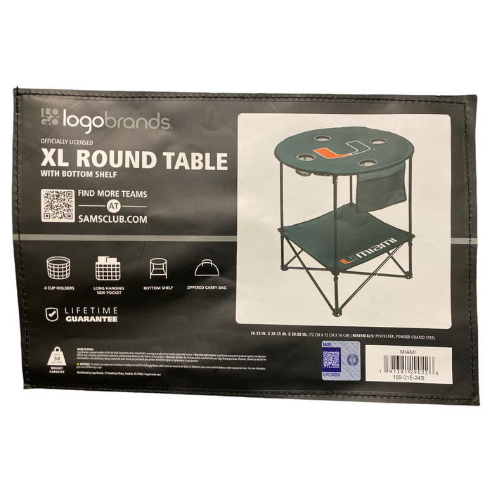 Logo Brands NCAA XL Foldable & Portable Round Table with Bottom Shelf