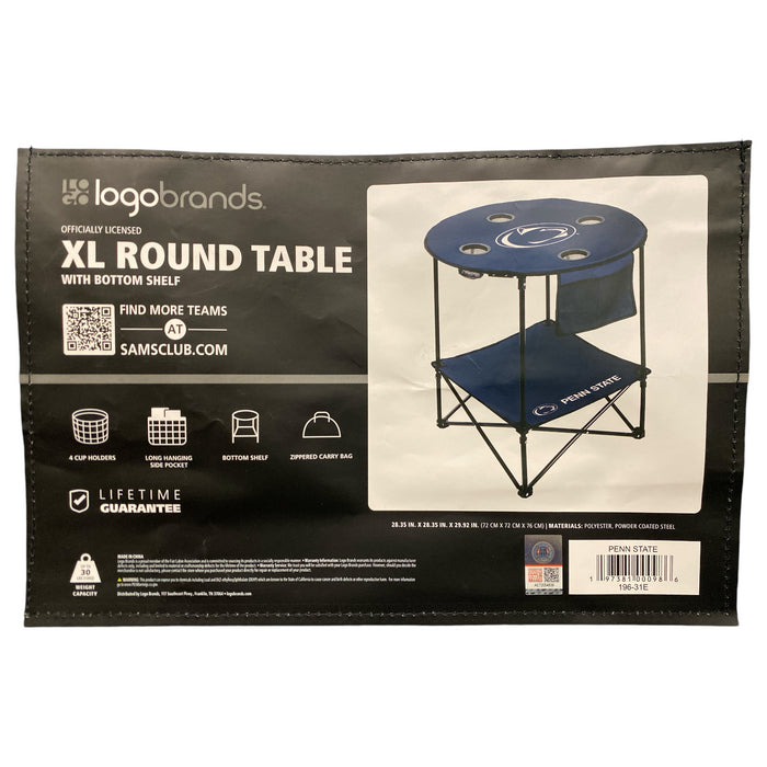 Logo Brands NCAA XL Foldable & Portable Round Table with Bottom Shelf