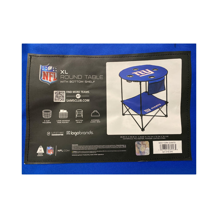 Logo Brands NFL XL Foldable & Portable Round Table with Bottom Shelf