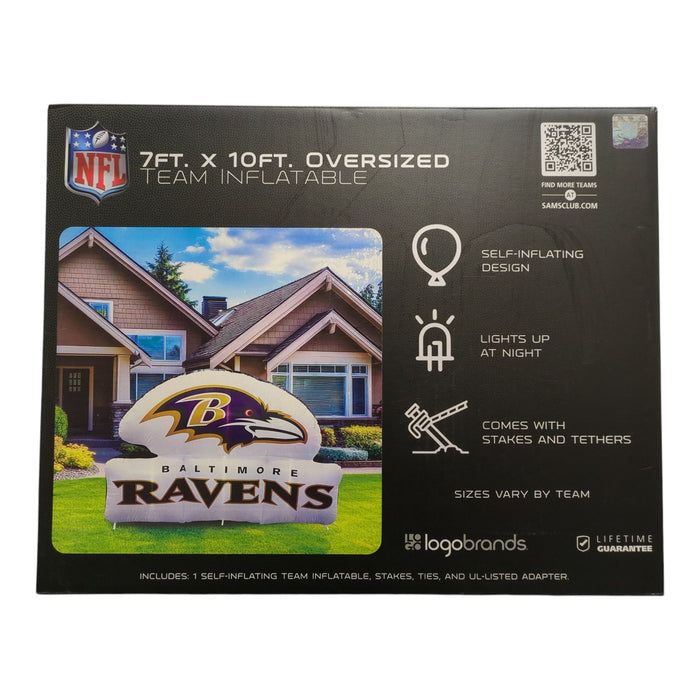 Logo Brands Baltimore Ravens Pre-Lit 7'x10' Team Inflatable