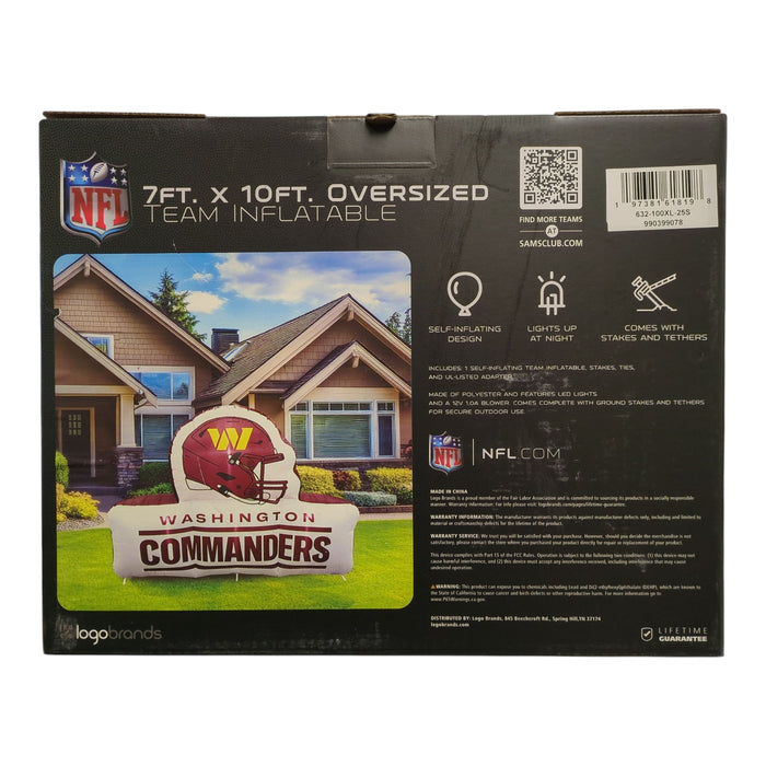 Logo Brands Washington Commanders Pre-Lit 7'x10' Team Inflatable