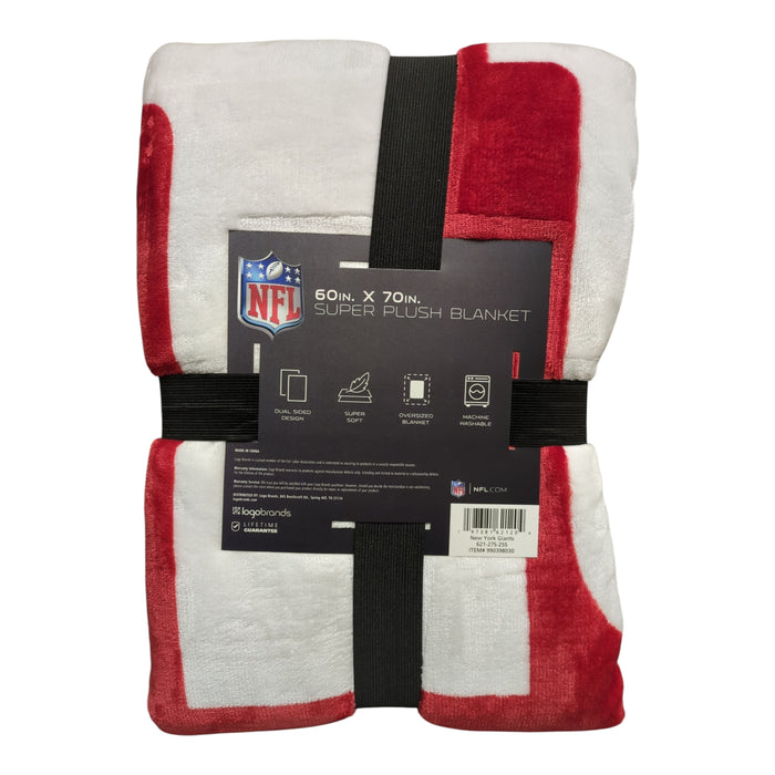 Logo Brands NFL Super Plush Blanket, 60inx70in, New York Giants