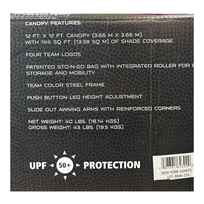 Logo Brands Officially Licensed NFL 12' x 12' Adjustable Canopy w/ Air Vent