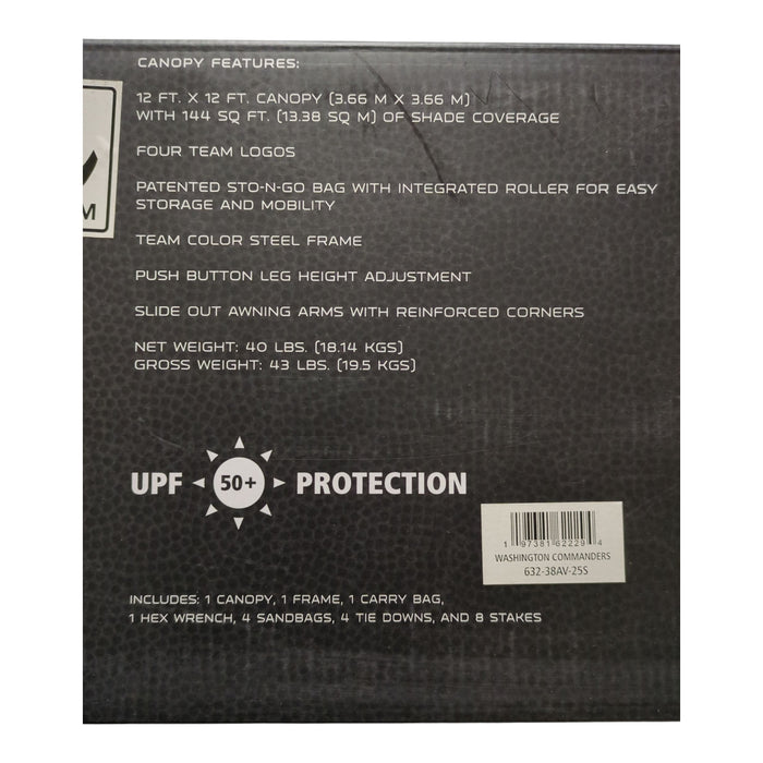 Logo Brands Officially Licensed NFL 12' x 12' Adjustable Canopy w/ Air Vent