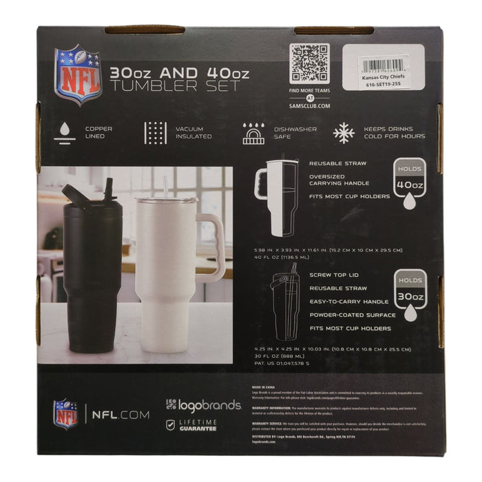 Logo Brands NFL Branded Powder Coated Stainless Steel Tumbler Set