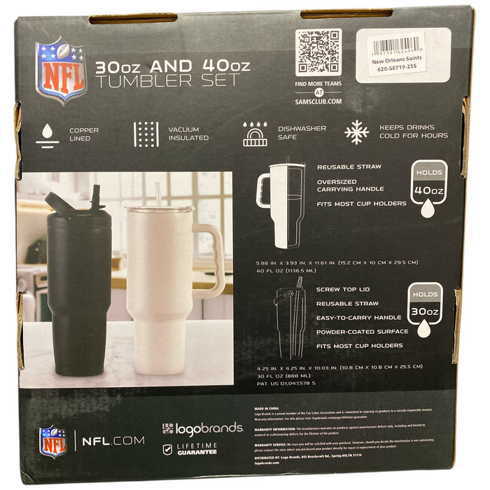 Logo Brands NFL Branded Powder Coated Stainless Steel Tumbler Set