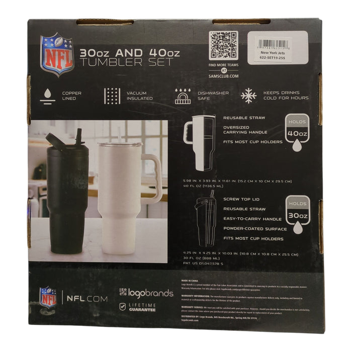Logo Brands NFL Branded Powder Coated Stainless Steel Tumbler Set