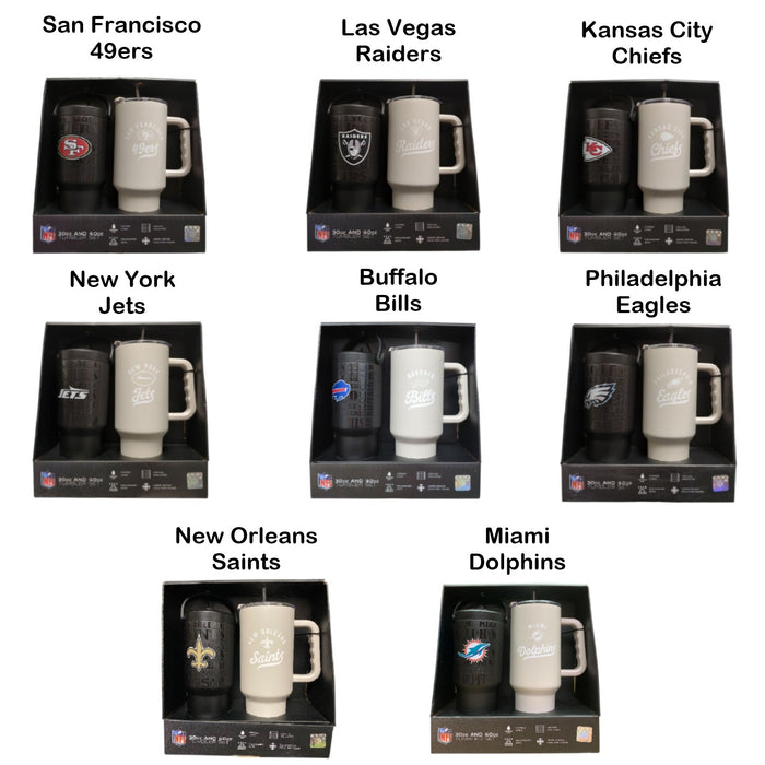 Logo Brands NFL Branded Powder Coated Stainless Steel Tumbler Set