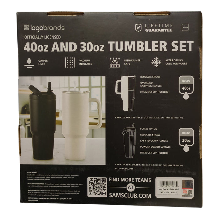 Logo Brands NCAA Officially Licensed 40 oz. and 30 oz. Tumbler Set