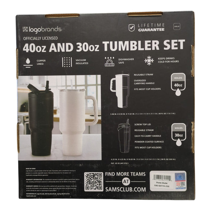 Logo Brands NCAA Officially Licensed 40 oz. and 30 oz. Tumbler Set