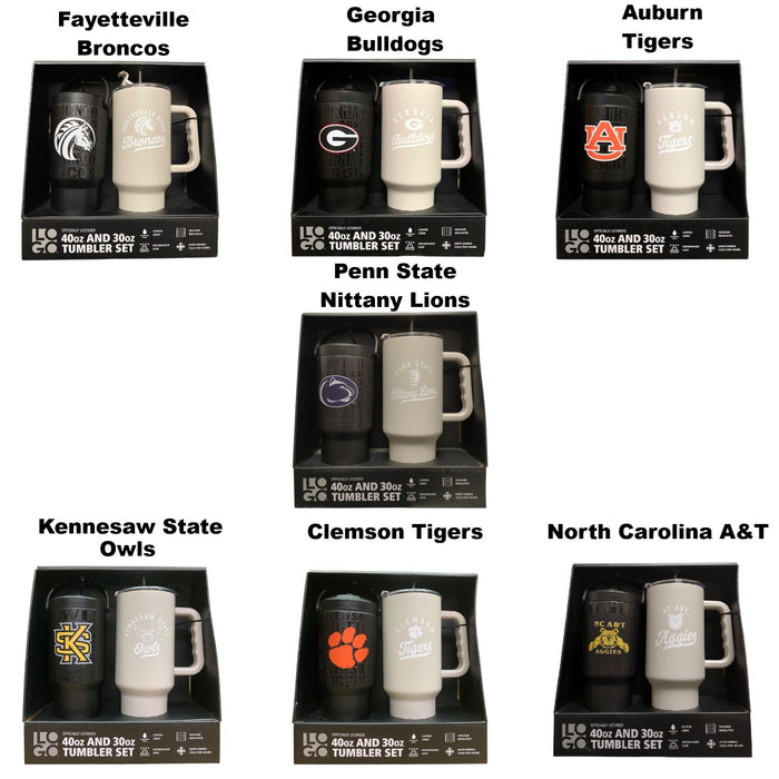 Logo Brands NCAA Officially Licensed 40 oz. and 30 oz. Tumbler Set