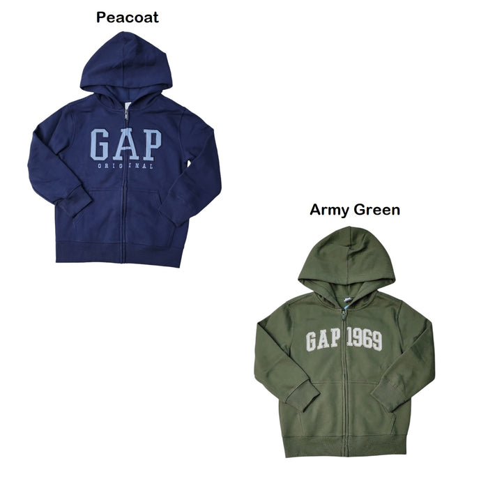 Gap Kids Boys Full Zip Embroidery Logo Fleece Hoodie