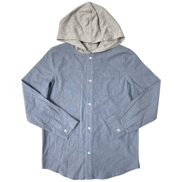 Lucky Brand Boys Hooded Long Sleeve Button Down Woven Shirt