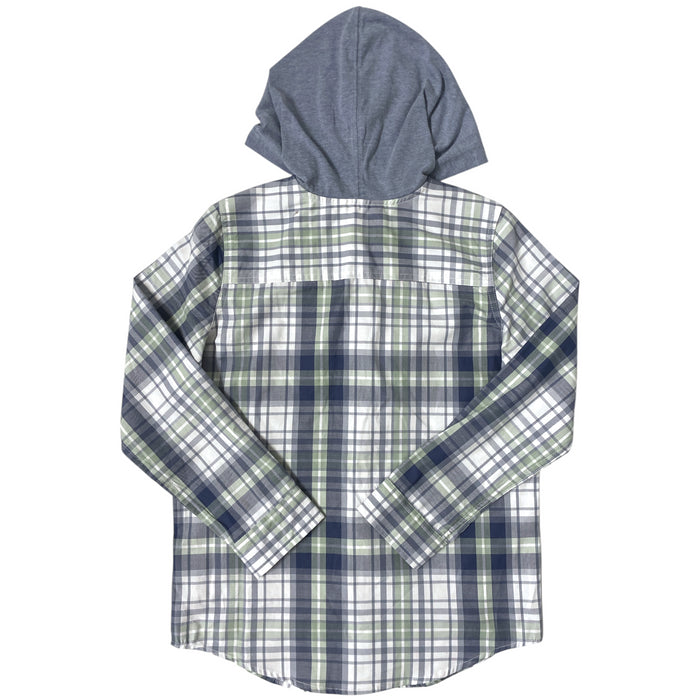 Lucky Brand Boys Hooded Long Sleeve Button Down Woven Shirt