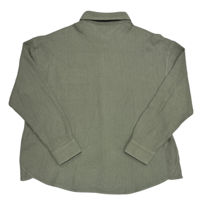 Buffalo Women's Long Sleeve Collared Button Up Waffle Knit Relaxed Top