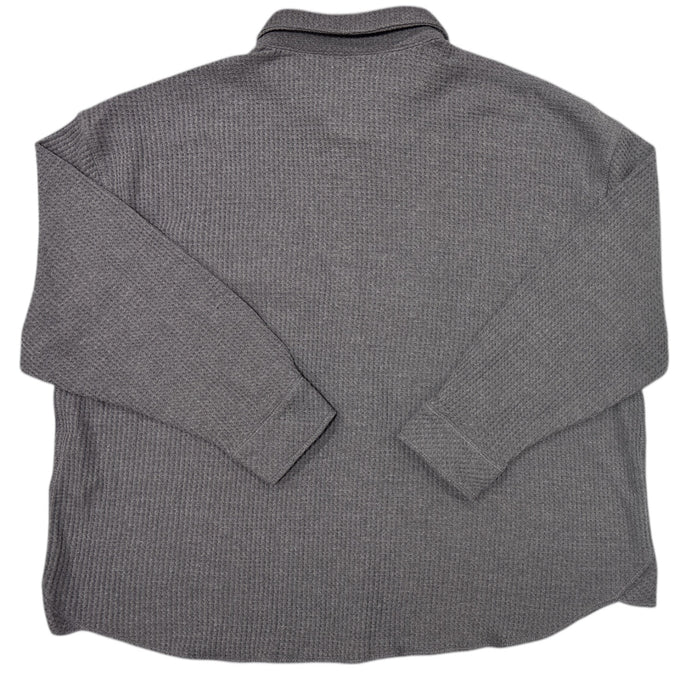 Buffalo Women's Long Sleeve Collared Button Up Waffle Knit Relaxed Top