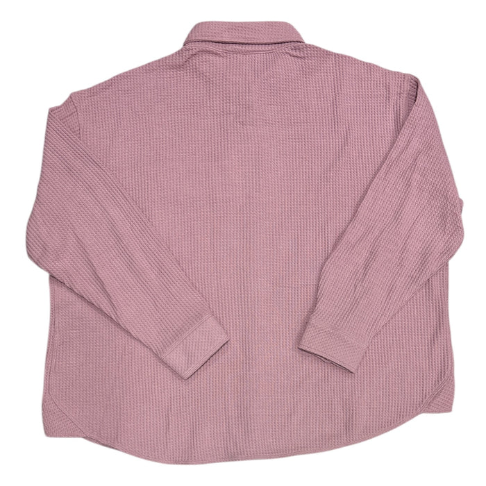 Buffalo Women's Long Sleeve Collared Button Up Waffle Knit Relaxed Top