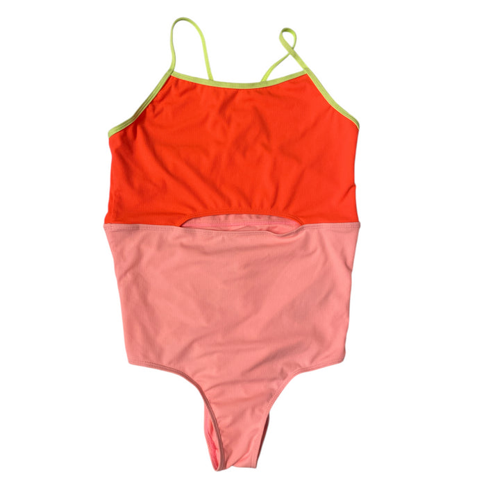 Hurley Girls Ribbed Cut Out Tummy Fully Lined One-Piece Swimsuit