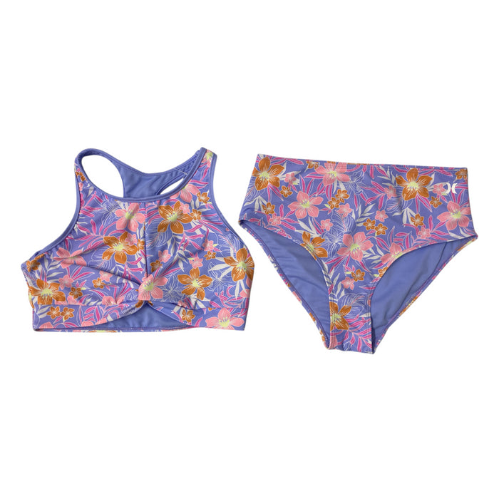 Hurley Girls 2-Piece Fully-Lined UPF 50+ Twist Front Tankini Swim Set