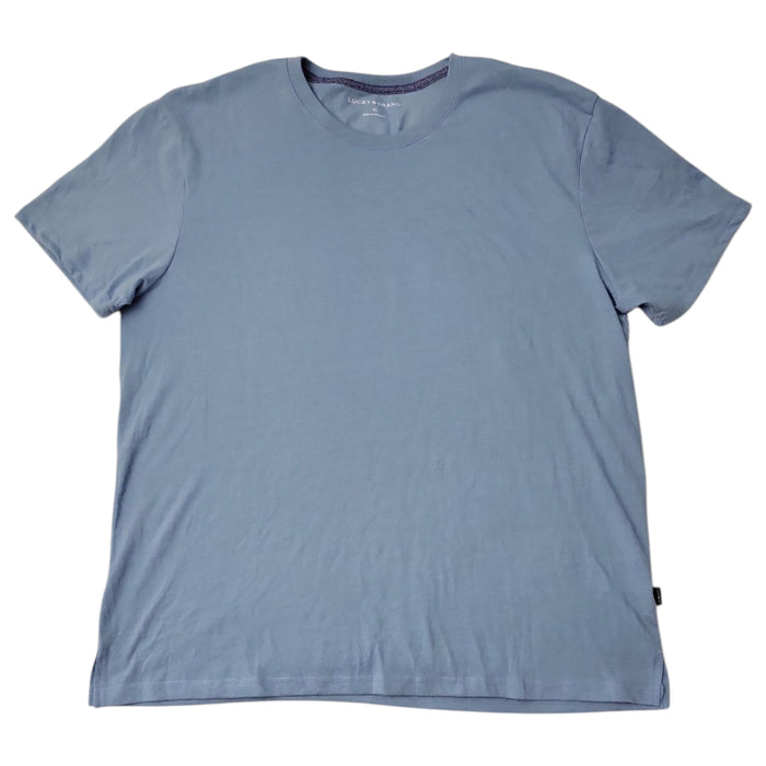 Lucky Brand Crewneck Ribbed Collar Side Slip Hem Short Sleeve Jersey Tee