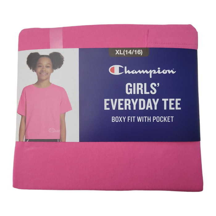 Champion Girls' Soft Graphic Everyday Boxy Fit With Front Pocket Tee