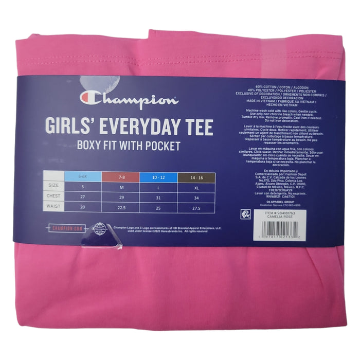 Champion Girls' Soft Graphic Everyday Boxy Fit With Front Pocket Tee